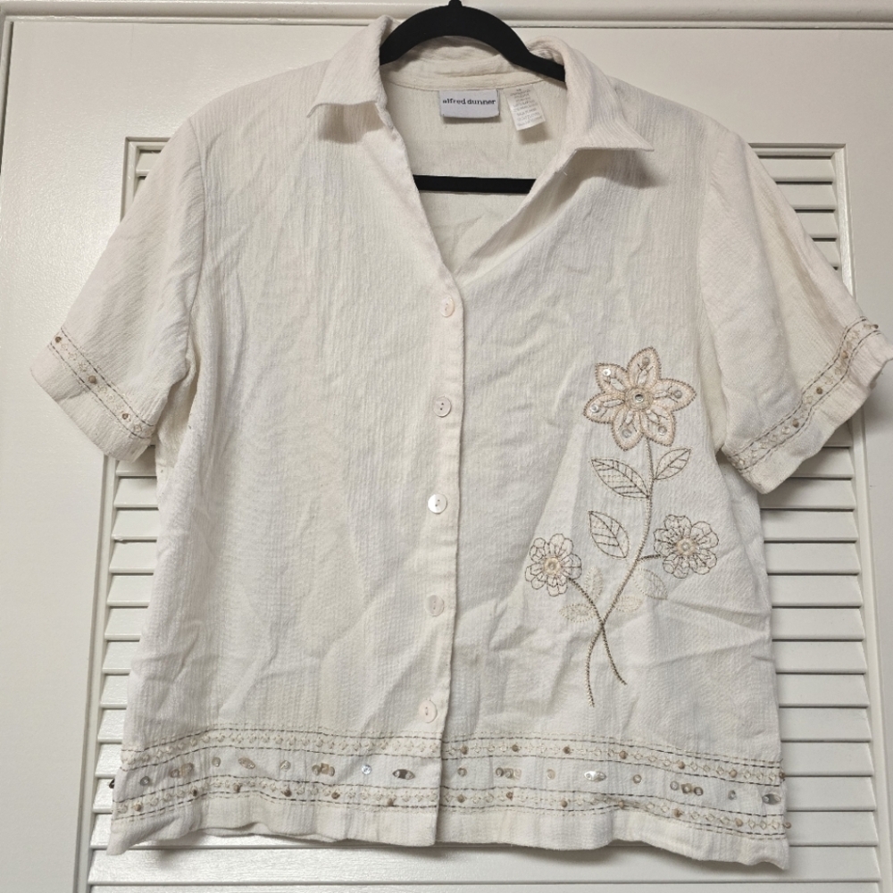 Alred Dunner - (Plus-Size) Short-Sleeve Floral Top W Beaded Detail